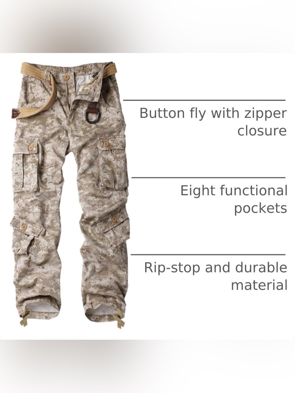 Digital Camo Cargo Military/Casual Tactical Work/Combat Pants, 44x34 - Picture 3 of 11